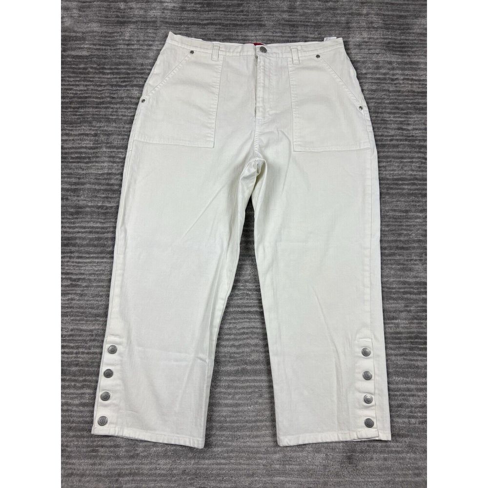 Gloria Vanderbilt Jeans Womens 14 Ivory Capri Utility Casual Buttons